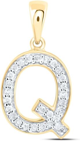 Jewels By Lux 10kt Yellow Or White Gold Natural Diamond Initial Pendant in Saudi Arabia