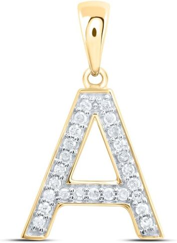 Jewels By Lux 10kt Yellow Or White Gold Natural Diamond Initial Pendant in Saudi Arabia