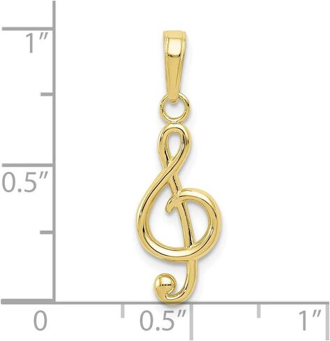 Jewels By Lux 10K Yellow Gold Treble Clef Note 2D and High Polish - Music Note Pendant in Saudi Arabia