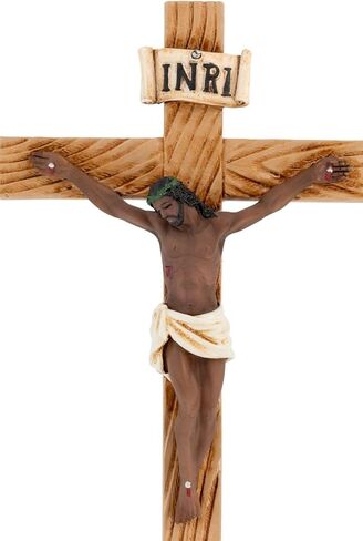 TWIFE Black Jesus Crucifix - Wall Cross Handcrafted Polyresin Religious Art - Cruz de Cristo crucifijo - Unique Jesus in Black on the Cross for African American Representation in Saudi Arabia