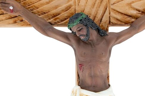 TWIFE Black Jesus Crucifix - Wall Cross Handcrafted Polyresin Religious Art - Cruz de Cristo crucifijo - Unique Jesus in Black on the Cross for African American Representation in Saudi Arabia