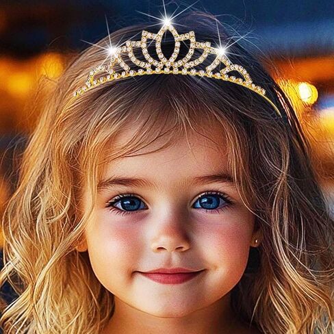 Kilshye Girls Princess Tiara Gold Rhinestone Tiaras Crystal Hair Accessories for Birthday (Gold) in Saudi Arabia