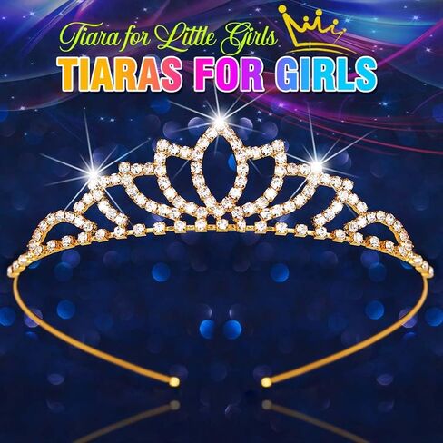 Kilshye Girls Princess Tiara Gold Rhinestone Tiaras Crystal Hair Accessories for Birthday (Gold) in Saudi Arabia
