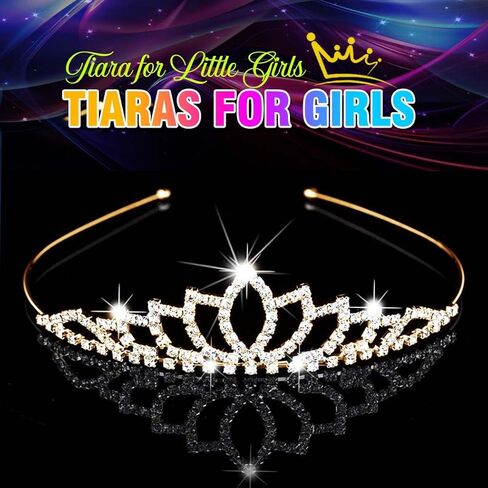 Kilshye Girls Princess Tiara Gold Rhinestone Tiaras Crystal Hair Accessories for Birthday (Gold) in Saudi Arabia