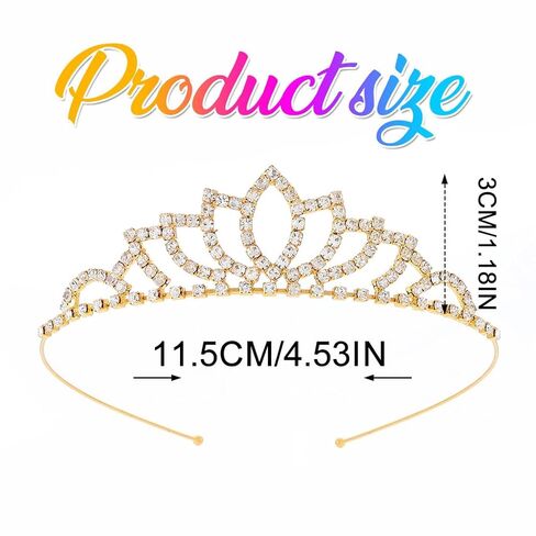 Kilshye Girls Princess Tiara Gold Rhinestone Tiaras Crystal Hair Accessories for Birthday (Gold) in Saudi Arabia