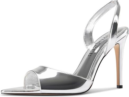 TNYNFBEB Womens Stiletto High Heel Open Toe Sandals Slingback Two-Piece Prom Wedding Dress Patent Leather 3.9 Inches Heels in Saudi Arabia