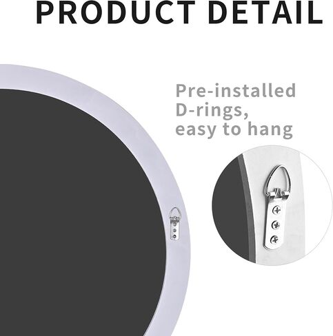 Round Wall Mirror 24 Inch, White Framed Circle Mirrors for Bathroom, Bedroom,Living Room or Entryway(White) in Saudi Arabia
