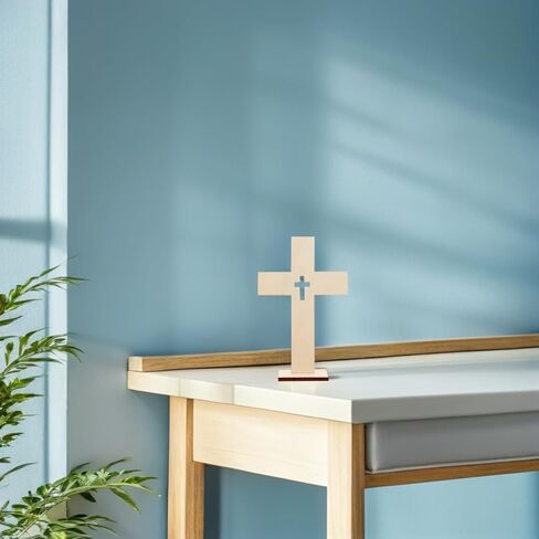Garneck 10pcs Wooden Crosses for Crafts 6.6inch Unfinished Standing Crosses with Bases Tabletop Small Religious Crucifix Ornaments Catholic Baptism Centerpiece DIY Craft Supplies in Saudi Arabia