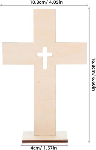 Garneck 10pcs Wooden Crosses for Crafts 6.6inch Unfinished Standing Crosses with Bases Tabletop Small Religious Crucifix Ornaments Catholic Baptism Centerpiece DIY Craft Supplies in Saudi Arabia