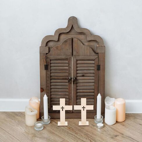 Garneck 10pcs Wooden Crosses for Crafts 6.6inch Unfinished Standing Crosses with Bases Tabletop Small Religious Crucifix Ornaments Catholic Baptism Centerpiece DIY Craft Supplies in Saudi Arabia