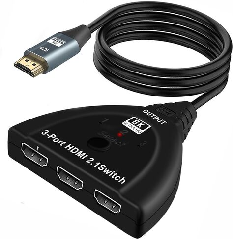 HDMI Switch 4K 120Hz, NEWCARE HDMI Switch 2 in 1 Out, 2 Port HDMI 2.1 Switch Support 8K@60Hz 48Gbps for Xbox Series PS5/4/3 HD TV Monitor Projector in Kuwait