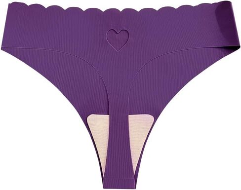 Thong 5 Pack for Women, Heart Cutout Scallop Edge Seamless Underwear, Low Rise Comfy Panty Multipack in Saudi Arabia