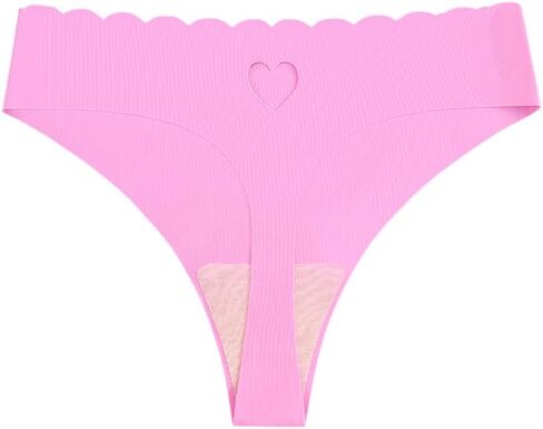 Thong 5 Pack for Women, Heart Cutout Scallop Edge Seamless Underwear, Low Rise Comfy Panty Multipack in Saudi Arabia
