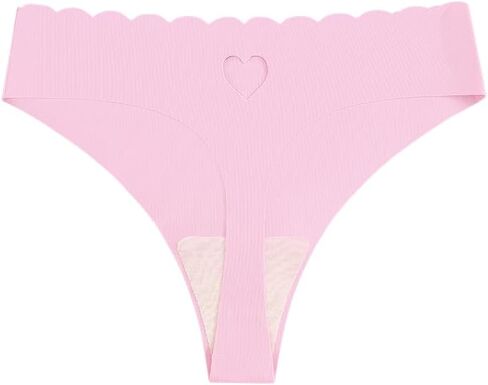 Thong 5 Pack for Women, Heart Cutout Scallop Edge Seamless Underwear, Low Rise Comfy Panty Multipack in Saudi Arabia