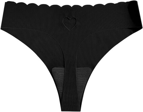 Thong 5 Pack for Women, Heart Cutout Scallop Edge Seamless Underwear, Low Rise Comfy Panty Multipack in Saudi Arabia