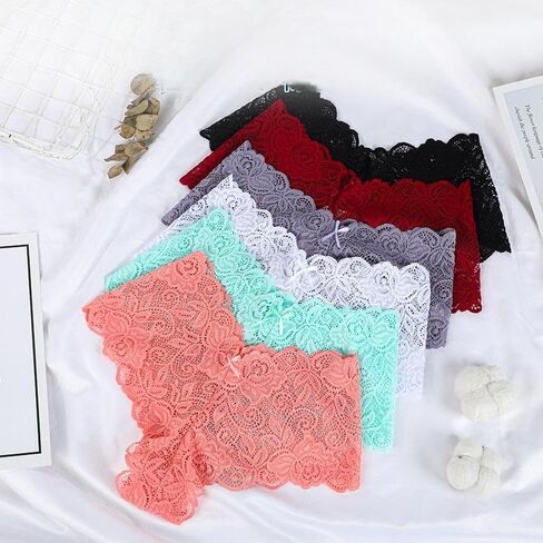 6 PCS Women Lace Mesh Low Rise Thong Panties, Soft Stretch T Back Panties, Ladies Breathable Underpants in Saudi Arabia