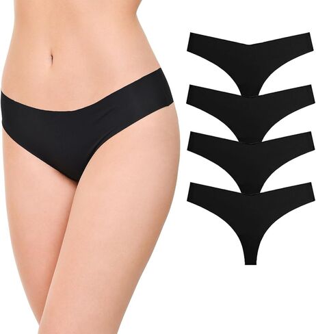 4/6 Pack Seamless Thongs for Women Low Rise No Show Invisible Panties Stretch Soft Sporty Underwear for Ladies in Saudi Arabia