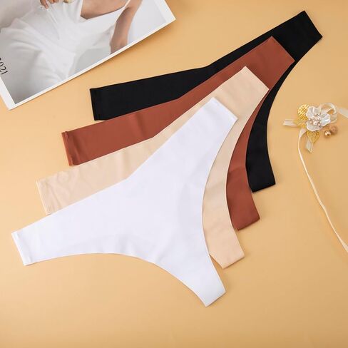 4/6 Pack Seamless Thongs for Women Low Rise No Show Invisible Panties Stretch Soft Sporty Underwear for Ladies in Saudi Arabia