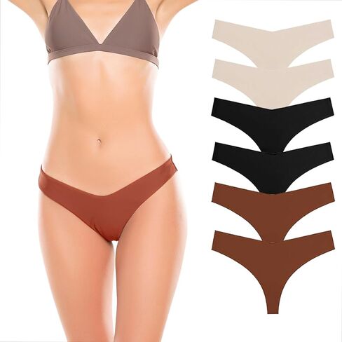 4/6 Pack Seamless Thongs for Women Low Rise No Show Invisible Panties Stretch Soft Sporty Underwear for Ladies in Saudi Arabia