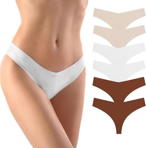 4/6 Pack Seamless Thongs for Women Low Rise No Show Invisible Panties Stretch Soft Sporty Underwear for Ladies in Saudi Arabia