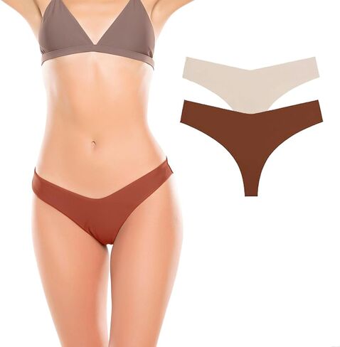 4/6 Pack Seamless Thongs for Women Low Rise No Show Invisible Panties Stretch Soft Sporty Underwear for Ladies in Saudi Arabia