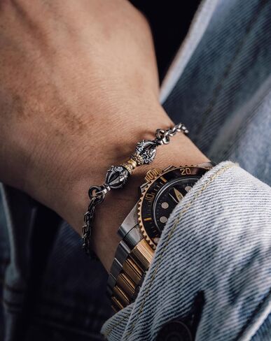 COPPERTIST.WU Vajra Pestle Bracelet Dragon Bracelet 925 Sterling Silver 6MM Width Link Chain Bracelets Bangles for Women Men in Saudi Arabia