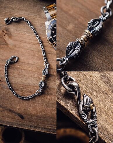 COPPERTIST.WU Vajra Pestle Bracelet Dragon Bracelet 925 Sterling Silver 6MM Width Link Chain Bracelets Bangles for Women Men in Saudi Arabia