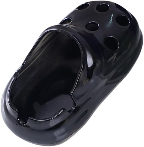 Clog-Inspired Black Plastic Ashtray - Ventilated Design for Smoking Accessories in Saudi Arabia