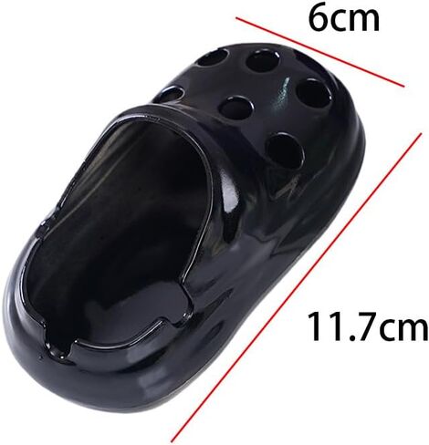 Clog-Inspired Black Plastic Ashtray - Ventilated Design for Smoking Accessories in Saudi Arabia