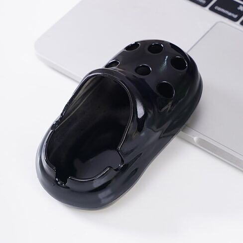 Clog-Inspired Black Plastic Ashtray - Ventilated Design for Smoking Accessories in Saudi Arabia