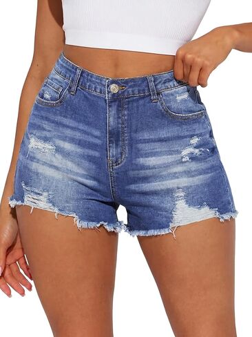 ANRABESS Denim Shorts for Women High Waisted Ripped Rolled Stretchy Jeans Shorts Casual Distressed 2026 Summer Clothes in Saudi Arabia