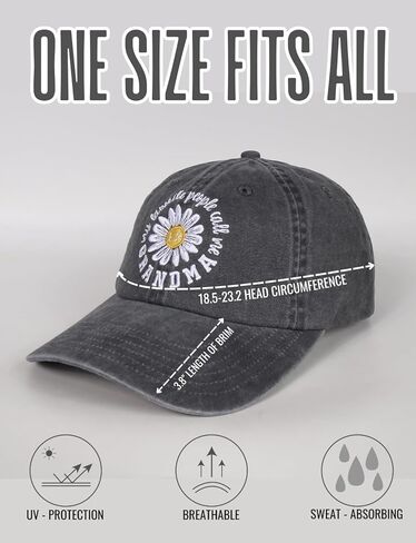 InnoBeta Grandma Gifts with Daisy Grandma Cap, Daisy Gifts Cap Embroidered Adjustable Hat Gifts Accessory for Birthday & Christmas Grey - My Favorite People Call me Grandma in Saudi Arabia
