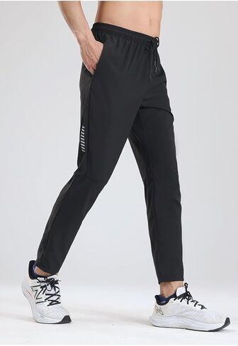 Men’s Lightweight Athletic Pants, Drawstring Waist with Side Accents, Relaxed-Fit Performance Trousers for Daily in Saudi Arabia