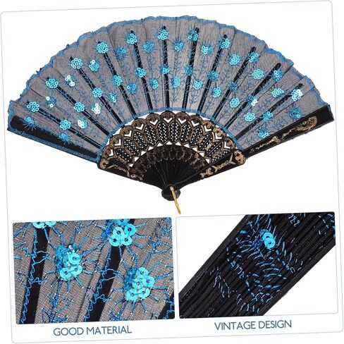 Elegant Embroidered Peacock Pattern Handheld Oriental Hand Fan with Sequins for Dance Cosplay Weddings and Home Decoration Retro Style Hand Fan in Saudi Arabia