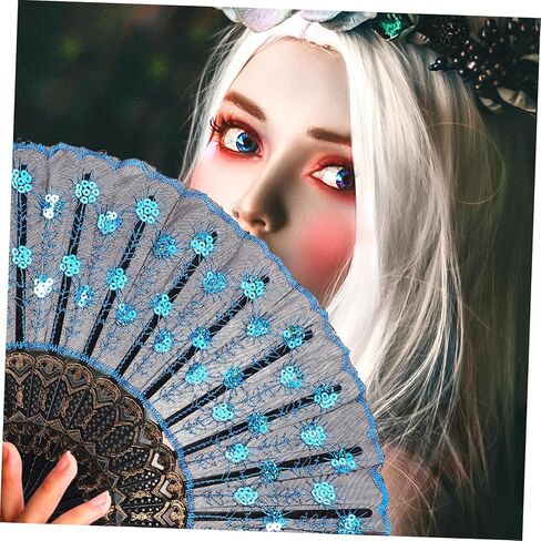Elegant Embroidered Peacock Pattern Handheld Oriental Hand Fan with Sequins for Dance Cosplay Weddings and Home Decoration Retro Style Hand Fan in Saudi Arabia