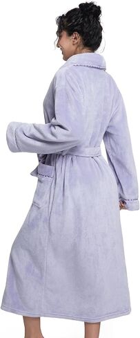 Womens Long Fleece Robe Soft Plush Robes for Women Warm Bathrobes Comfy House Coat Full-length with Pocket in Saudi Arabia
