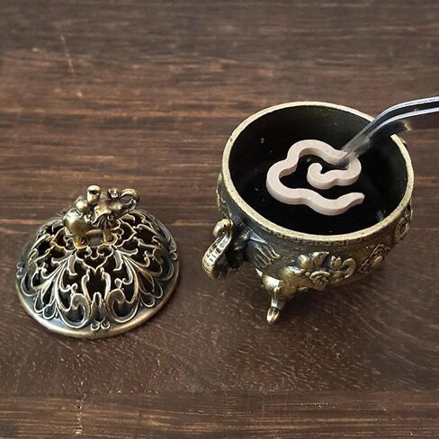 Elephant Lucky Burner Metal Lotus Incense Burner Bowl Incense Holder with Handle Yoga Meditation Home Decor AncientStyle in Saudi Arabia