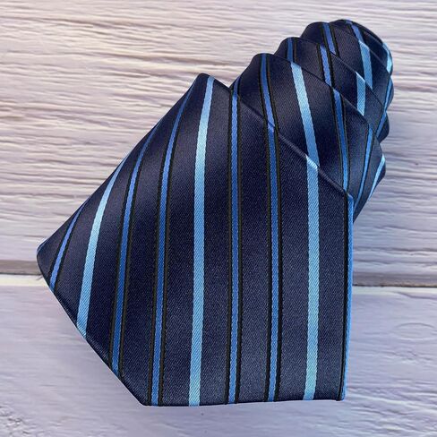 Mens Tie 3.35'' Width Blue Black Classic Formal Event Necktie With Gift Box in Saudi Arabia