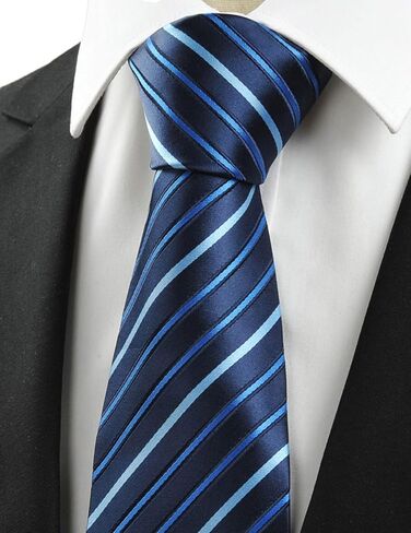 Mens Tie 3.35'' Width Blue Black Classic Formal Event Necktie With Gift Box in Saudi Arabia
