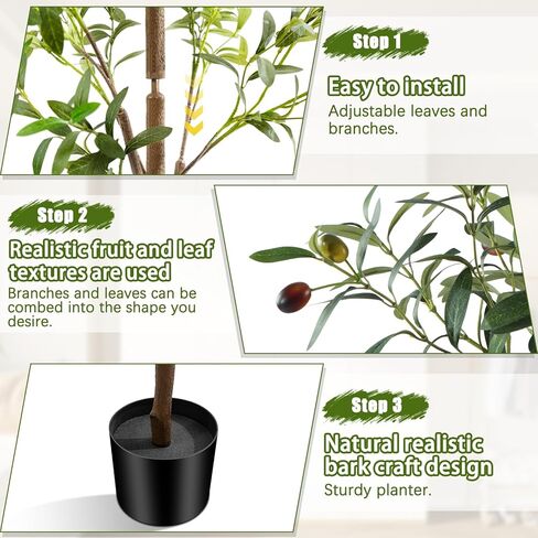 4FT Artificial Olive Tree Indoor, Tall Faux Olive Tree with Pot&Basket, Large Fake Olive Tree with Realistic 576 Silk Leaves and 32 Fruits for Living Room Home Office Decor in Saudi Arabia