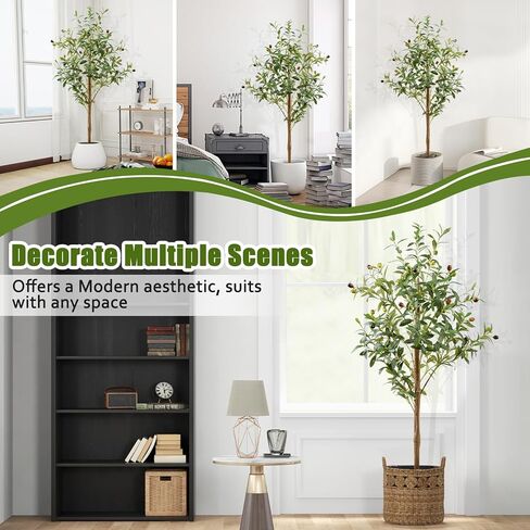 4FT Artificial Olive Tree Indoor, Tall Faux Olive Tree with Pot&Basket, Large Fake Olive Tree with Realistic 576 Silk Leaves and 32 Fruits for Living Room Home Office Decor in Saudi Arabia
