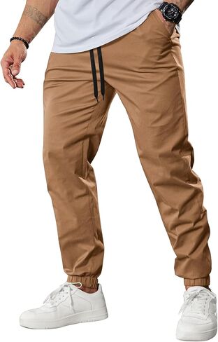 COOFANDY Men Joggers Pants Cotton Casual Cargo Drawstring Pants Outdoor Hiking Track Jogging Sweatpant in Saudi Arabia
