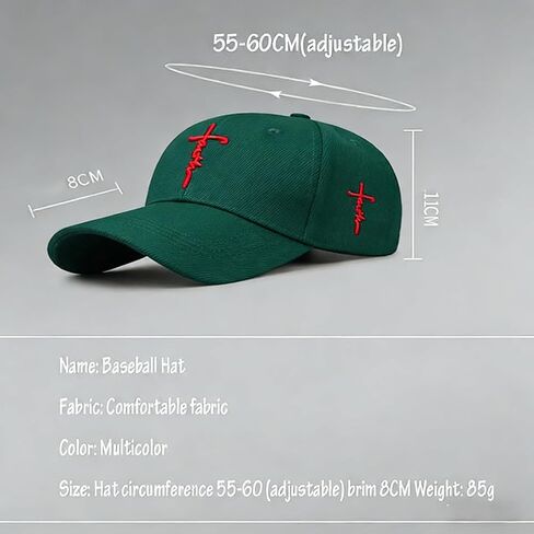Baseball Cap Structured Cross Embroidery Dad Hat - Adjustable Cotton Baseball Cap for Men & Women | UV Protection Sun Hat in Saudi Arabia