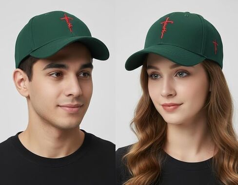 Baseball Cap Structured Cross Embroidery Dad Hat - Adjustable Cotton Baseball Cap for Men & Women | UV Protection Sun Hat in Saudi Arabia