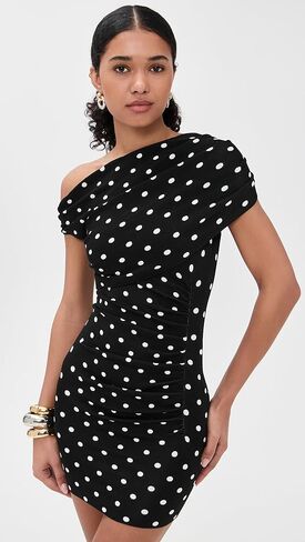 Self Portrait Women's Polka Dot Draped Knit Mini Dress in Saudi Arabia