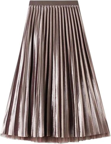 Women's Two-Way High Waist Pleated Skirt Fleece to Mesh for Day and Night in Kuwait
