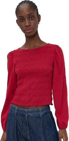 Madewell Womens Elbow Sleeve Smocked Top in Saudi Arabia