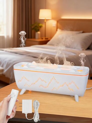 ناشر قنديل البحر الديناميكي 300 مل: 5 حلقات التقاط صوت ديناميكي - ناشر بركان لرائحة الزيوت العطرية، ضوضاء منخفضة لغرفة النوم والمكتب والفندق - مرطبات الروائح العلاجية in Kuwait