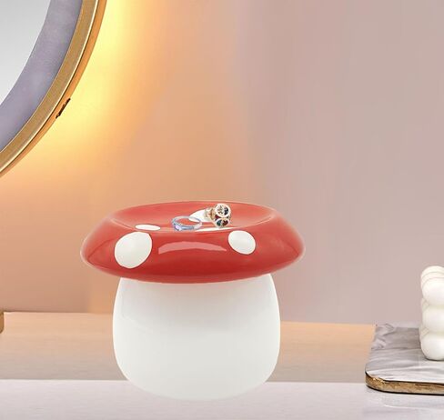 Mushroom Ring Holder Jewelry Tray Ceramic Trinket Dish Mushroom Room Decor for Necklace Earrings Ring Dish Mushroom Gifts for Women in Saudi Arabia