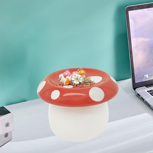 Mushroom Ring Holder Jewelry Tray Ceramic Trinket Dish Mushroom Room Decor for Necklace Earrings Ring Dish Mushroom Gifts for Women in Saudi Arabia